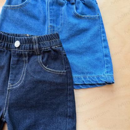 Toddler Kid Solid Color Elastic Waist Denim Shorts - image 6