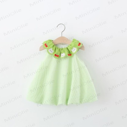 Toddler Girl Fruit&Animal Plaid Sundress - Green - 4-5T - image 1