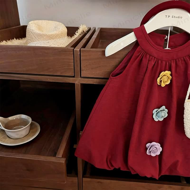 Toddler Girl High Neck Floral A Line Dress - image 4