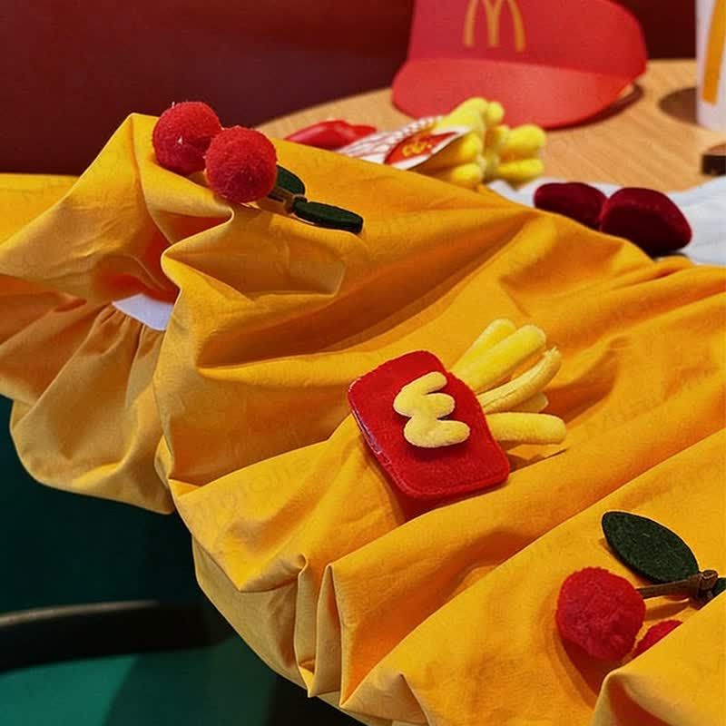 Toddler Girl Burger Yellow Puff Skirt Dress - image 2