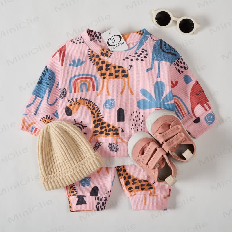 Baby Animal Pink Waffle 2-piece Set - image 4