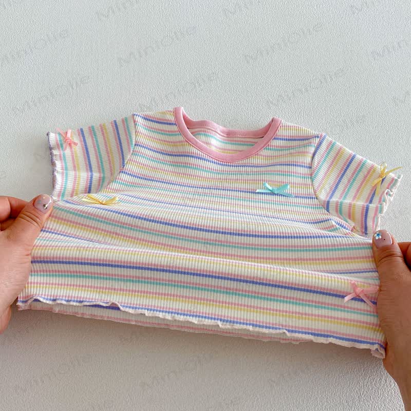 Baby Toddler Girl Striped Cotton Ruffle Sleeve Tee - image 6