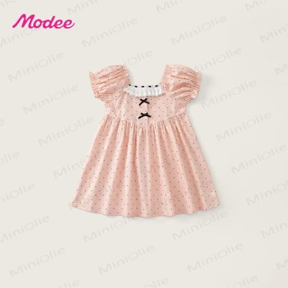 Toddler Girl Vintage Polka Dot Cotton Dress - image 1