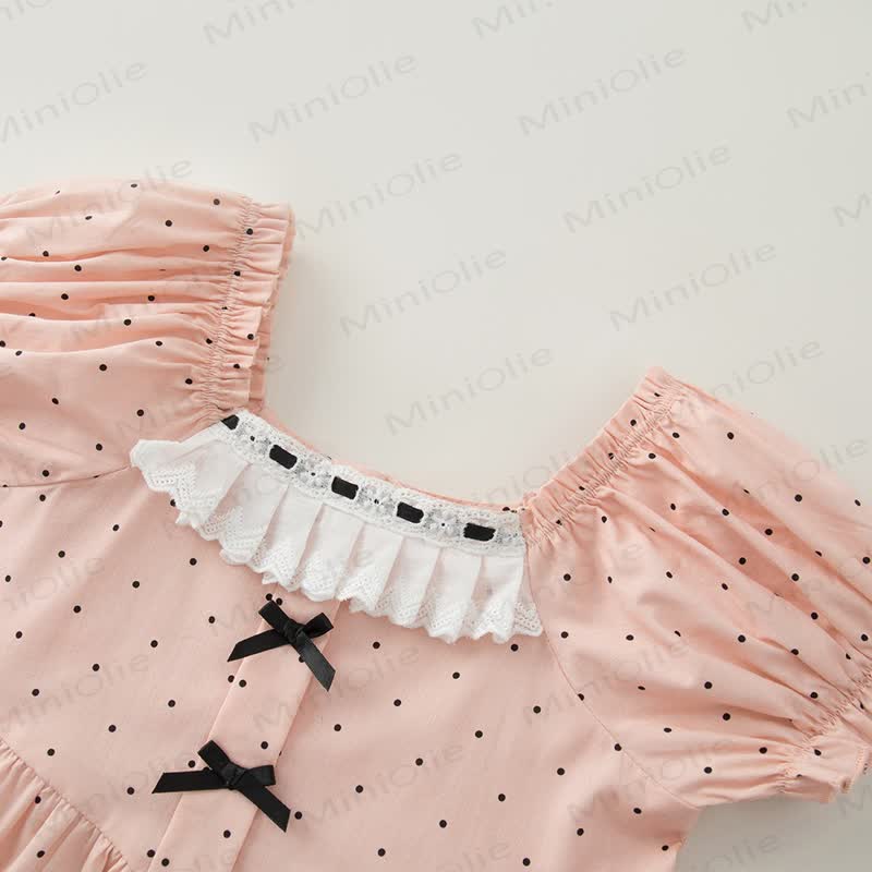 Toddler Girl Vintage Polka Dot Cotton Dress - image 2