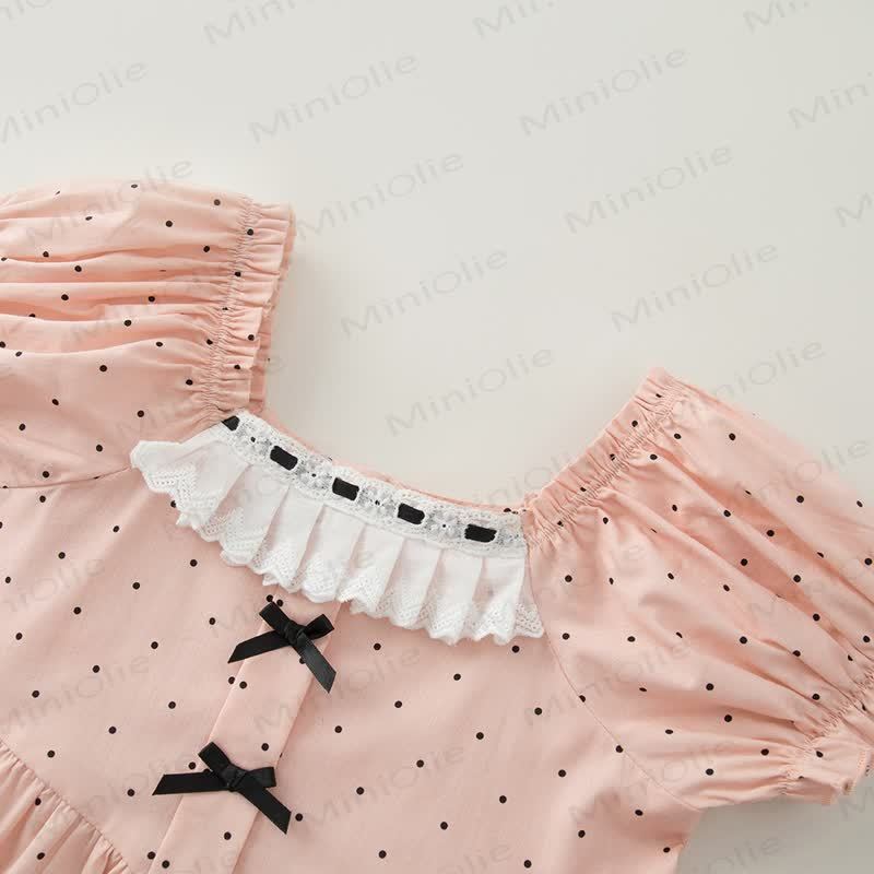 Toddler Girl Vintage Polka Dot Cotton Dress - image 2