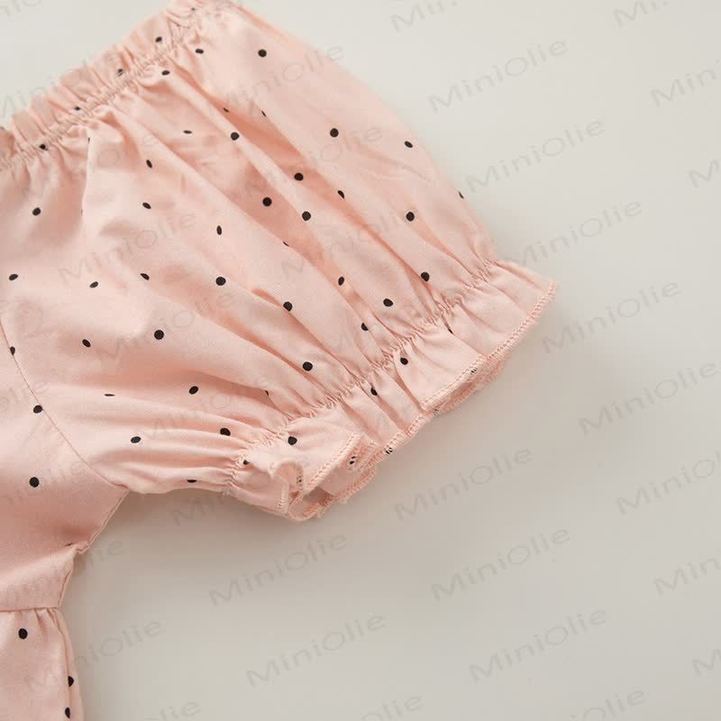 Toddler Girl Vintage Polka Dot Cotton Dress - image 4