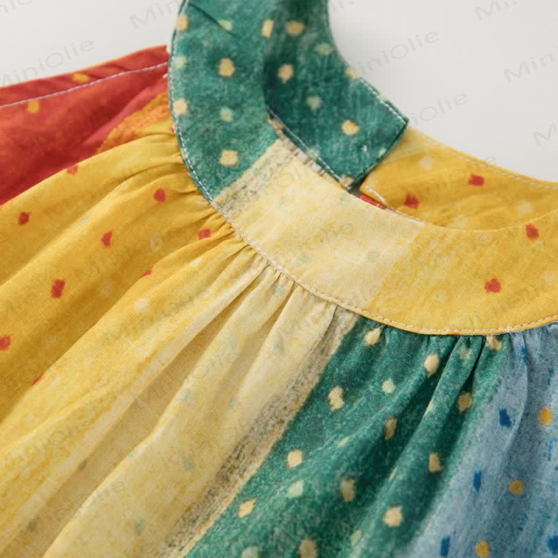 Toddler Girl Rainbow Panel Dot Dress - image 3