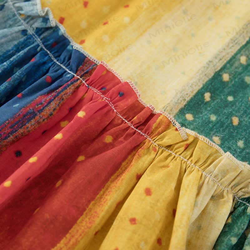 Toddler Girl Rainbow Panel Dot Dress - image 4