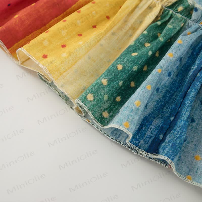 Toddler Girl Rainbow Panel Dot Dress - image 5