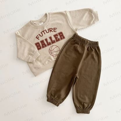 FUTURE BALLER Baby Basketball Brown Beige 2-piece Set - Brown Beige - 2-3T - image 1