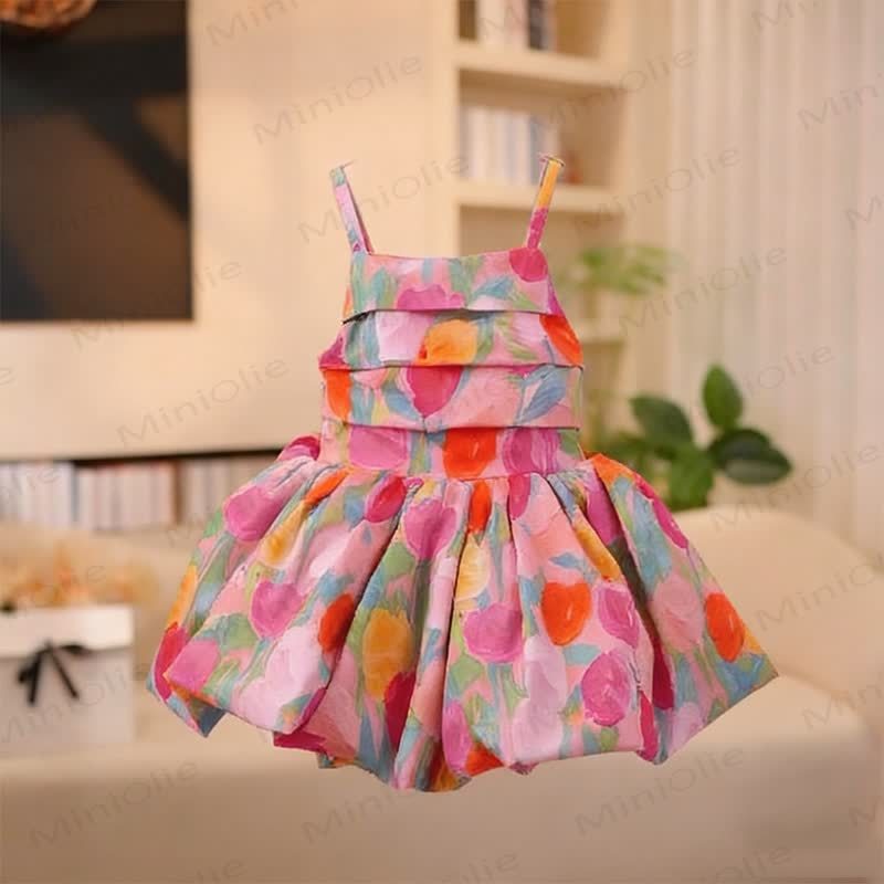 Toddler Girl Tulip Floral Print Dress - Pink - 8-9T - image 1