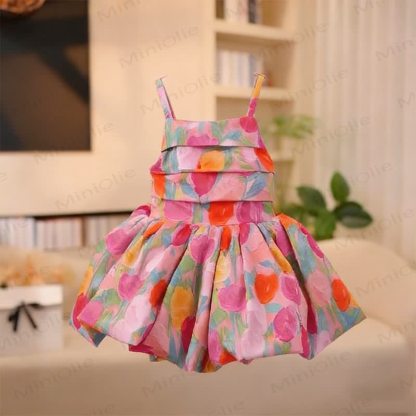 Toddler Girl Tulip Floral Print Dress - Pink - 8-9T - image 1