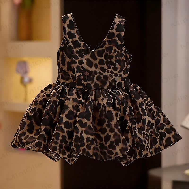 Toddler Girl Leopard Print Dress - Brown - 8-9T - image 1