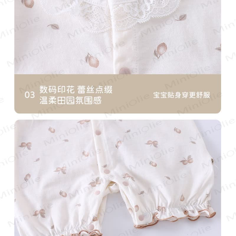 Baby Cherry Pattern Lace Collar Romper - image 4