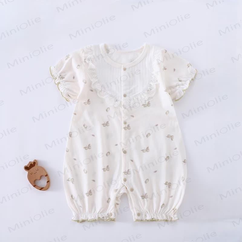 Baby Cherry Pattern Lace Collar Romper - White - 18-24M - image 2