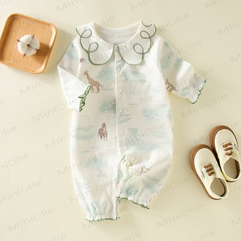 Baby Cottagecore Botanical Romper - Green Deer - 18-24M - image 2