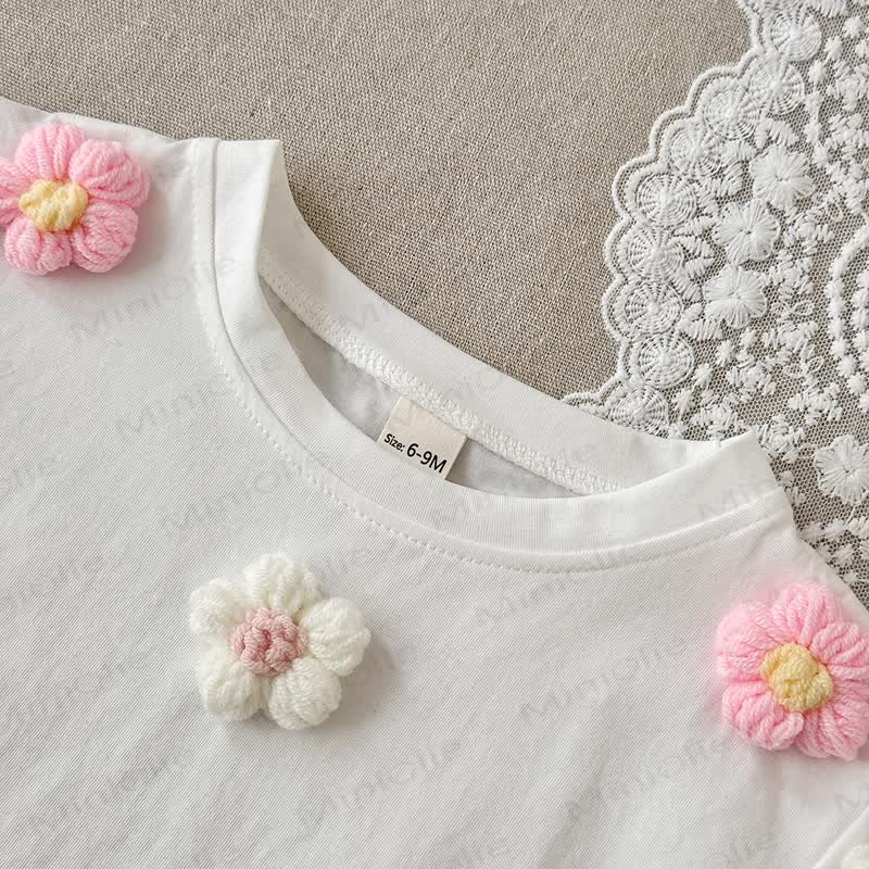 Baby Girl Summer Cotton Flower Top and Shorts Set - image 2
