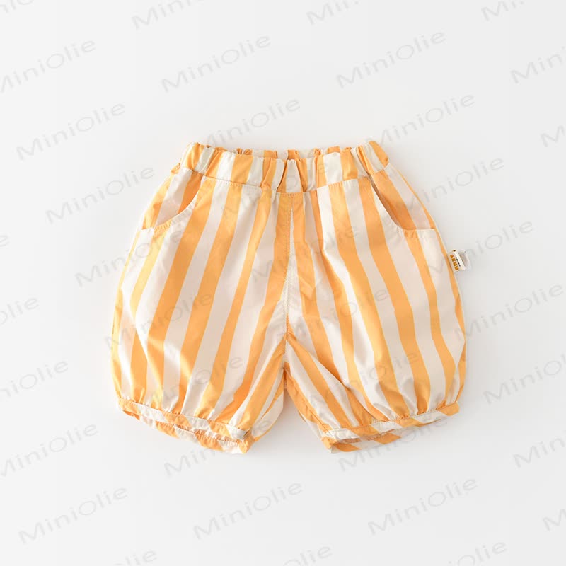 Baby Summer Cotton Striped Bubble Shorts - Orange - 3-4T - image 3