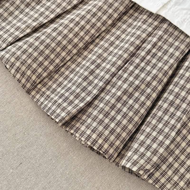 Baby Girl Cotton Bear Bow Top with Plaid Skirt Set - image 4
