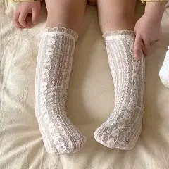 Toddler Girl Grey Knit Bodice Bow Dress or Lace Socks - White Socks - 6-7T - image 5