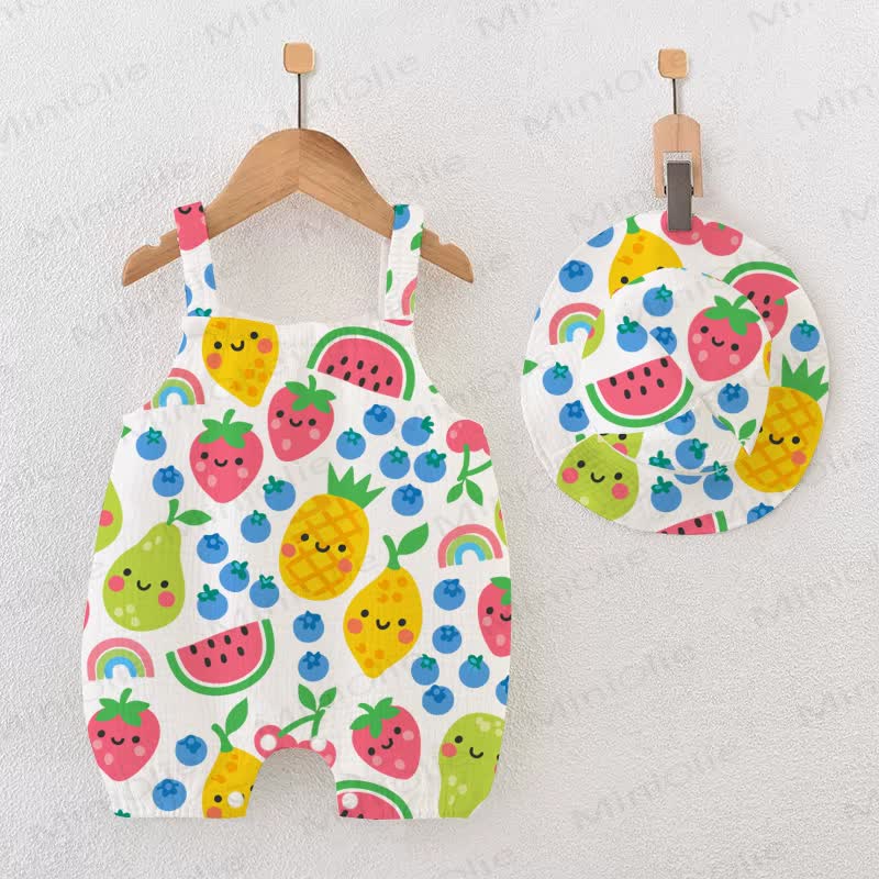 Baby White Fruit Romper with Hat - White - 18-24M - image 1