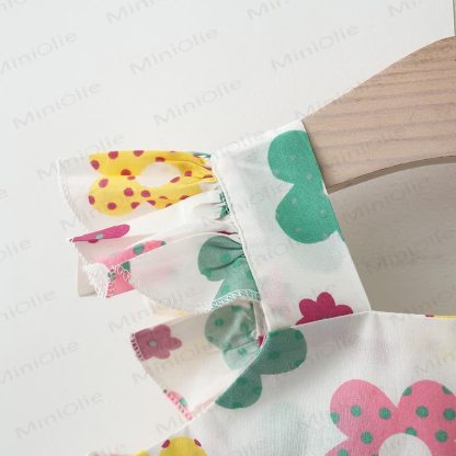 Baby Cotton Floral Print Purple or Orange Dress with Hat - image 3