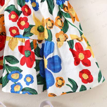 Baby Cotton Floral Orange or Blue Princess Dress - image 5