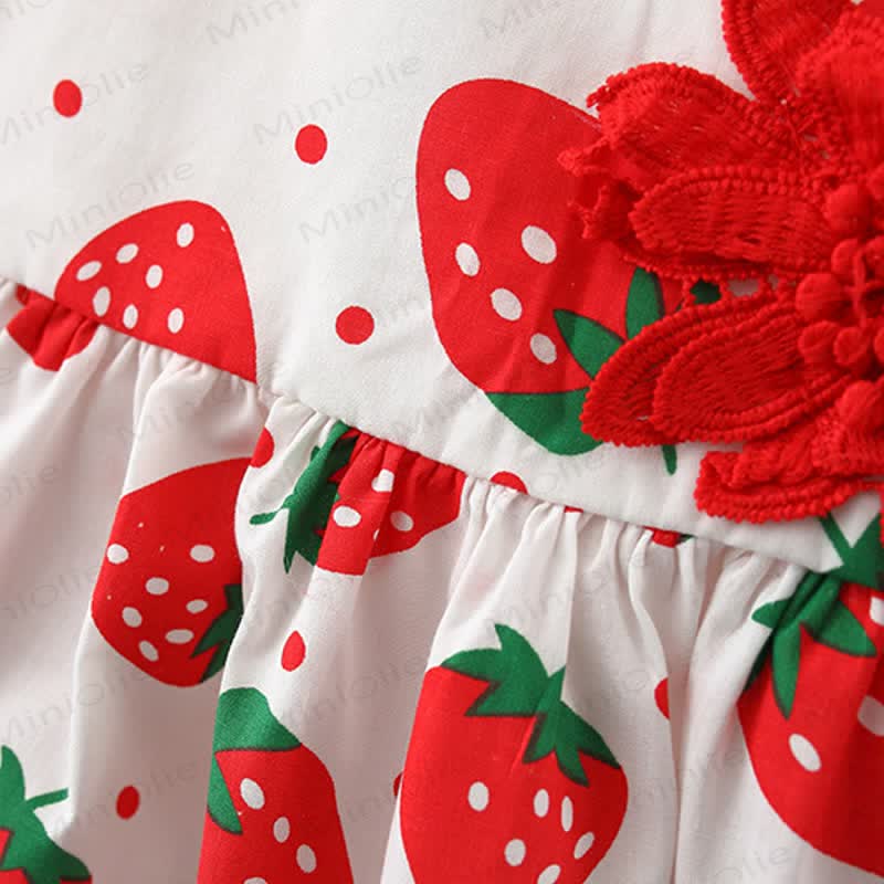 Baby Cotton Strawberry or Heart Print Sleeveless Dress with Hat - image 9