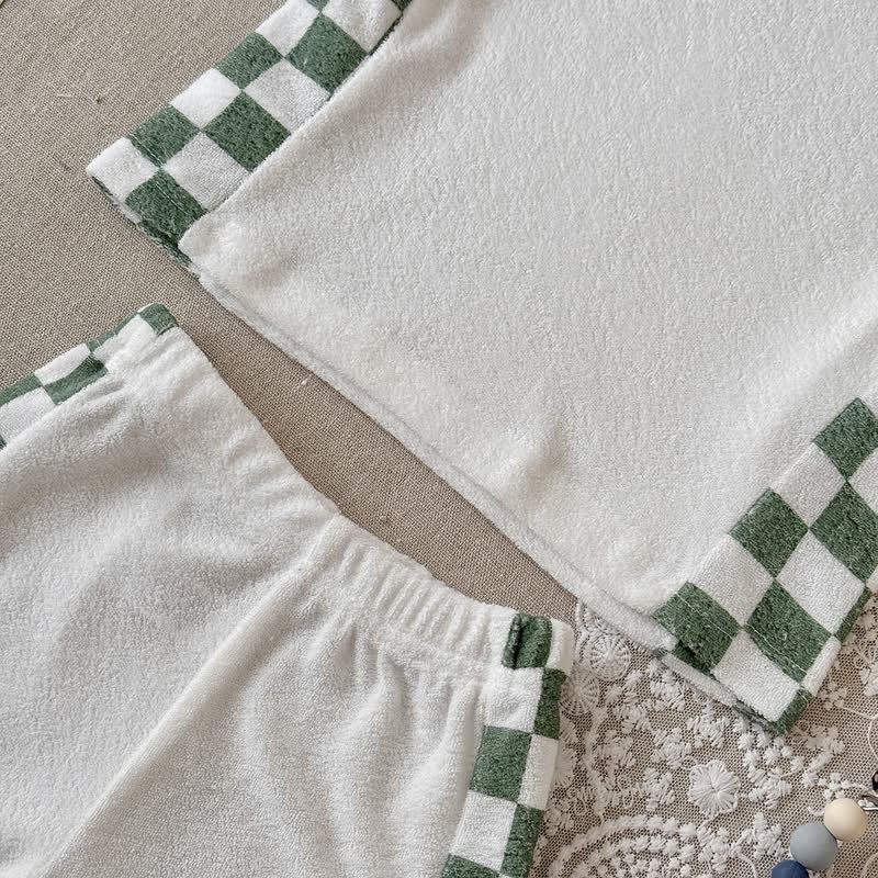 Baby Terry Plaid Crop Top and Shorts Set - image 3
