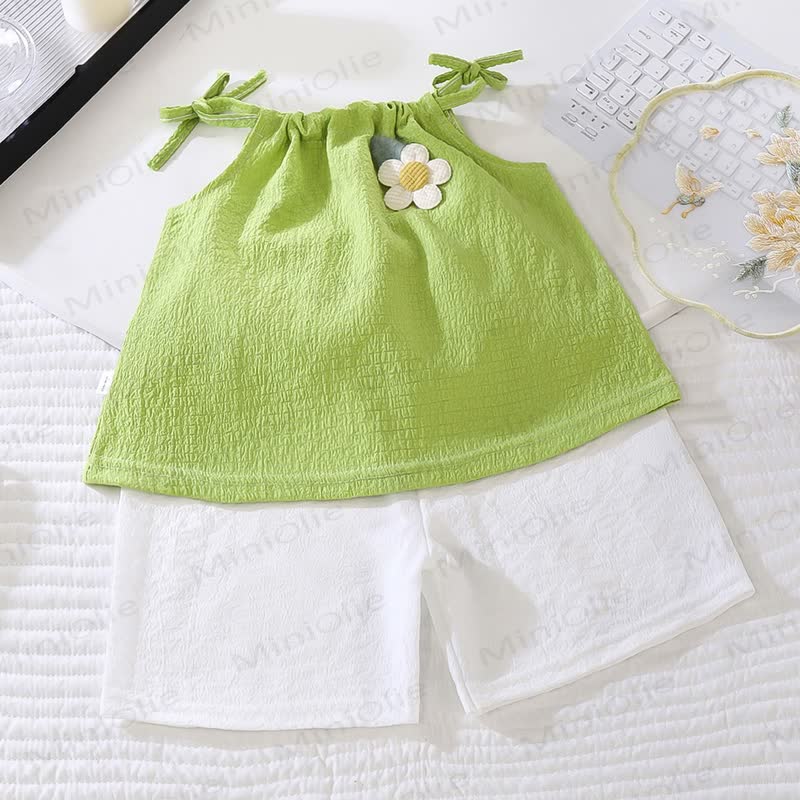 Toddler Girl Cottage Tank Top and Shorts Set - Green - 8-9T - image 1