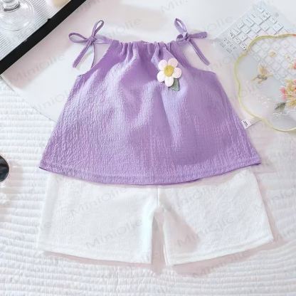 Toddler Girl Cottage Tank Top and Shorts Set - Purple - 8-9T - image 4