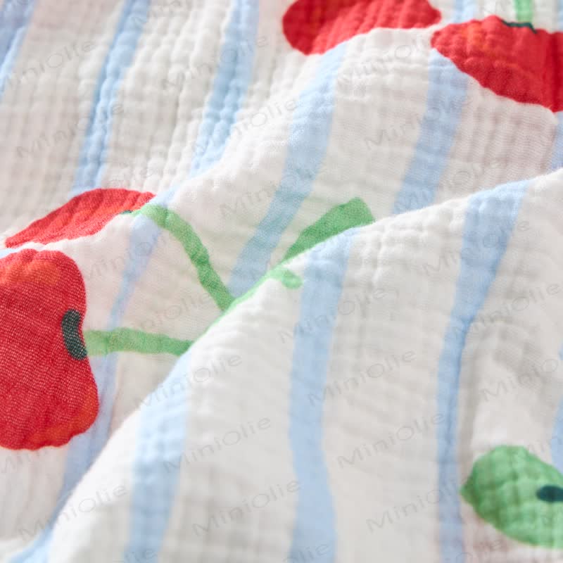 Baby Cherry Fullprint Blue Striped Romper With Hat - image 6