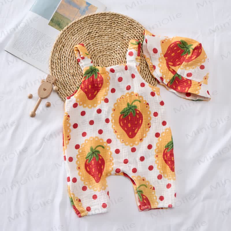 Baby Strawberry Romper with Hat - image 2