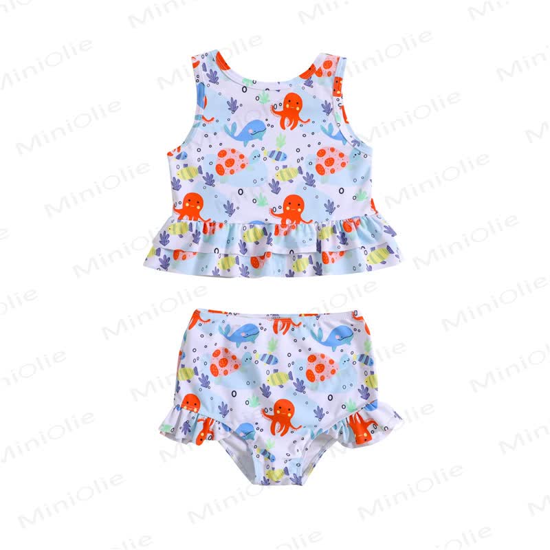 Toddler Girl Ocean Print 2pcs Swimsuit - image 7