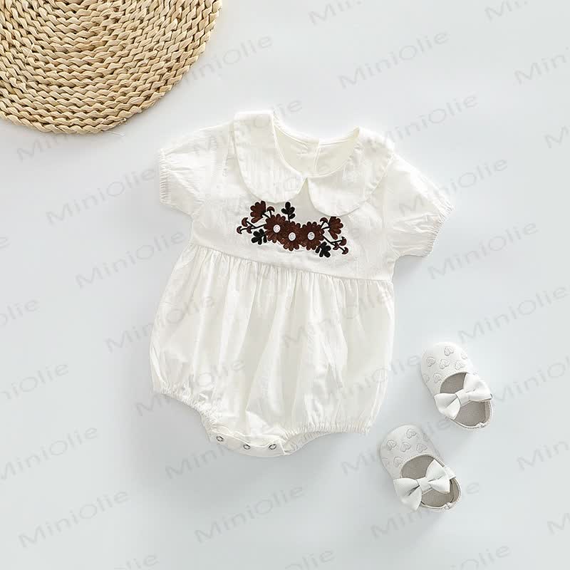 Baby Peter Pan Collar Embroidered Bodysuit - White - 2-3T - image 6