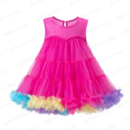 Toddler Girl Nylon Sleeveless Bubble Dress - Red - 6-7T - image 1