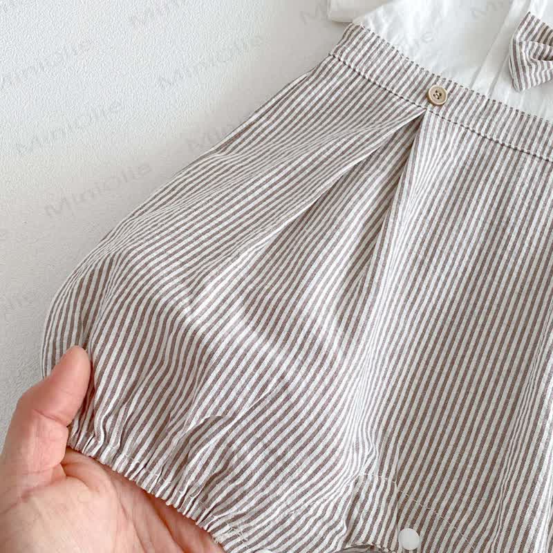 Baby Bow Tie Striped Romper - image 4
