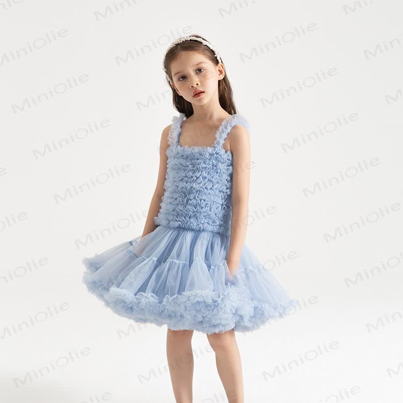 Toddler Girl Lace Princess Sleeveless Puffy Dress - Blue - 6-7T - image 3