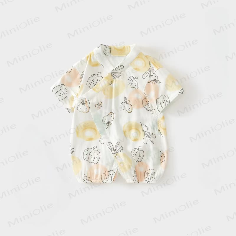 Baby White Fruit/Vegetable/Food Summer Wrap Front Romper - Pumpkin - 15-22M - image 2