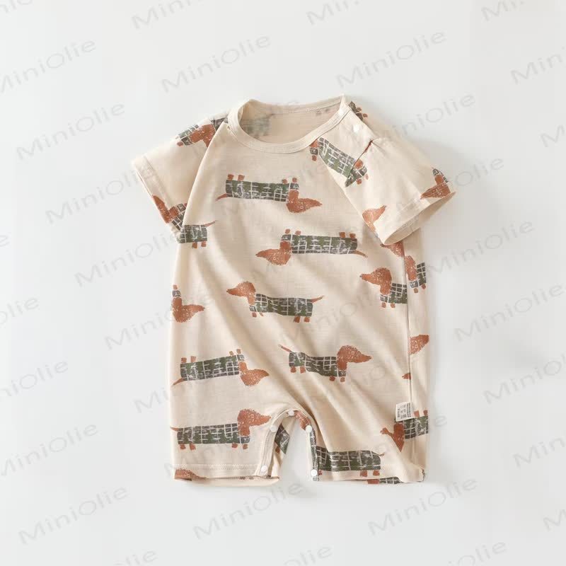 Baby Animal/Fruit Summer Romper - Beige Dachshund - 18-24M - image 2