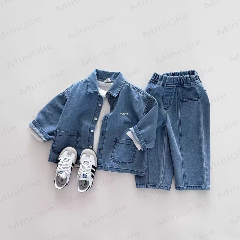 Baby Spring Solid Color Denim Jacket or Pants - image 1