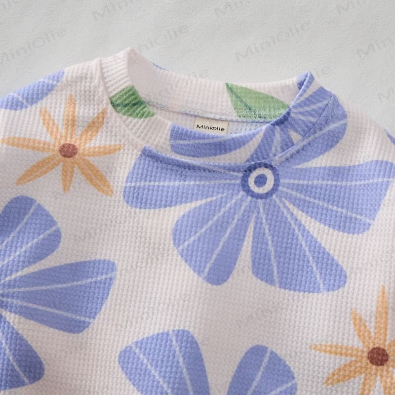 Baby Toddler Purple Flower Waffle Sweatshirt 2-piece Set - image 4