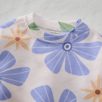 Baby Toddler Purple Flower Waffle Sweatshirt 2-piece Set - image 4