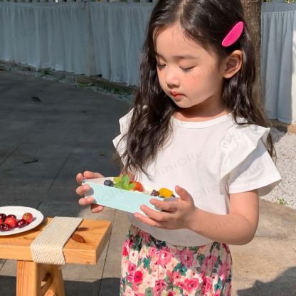 Toddler Girl Ruffle Solid Color T-shirt - White - 8-9T - image 2