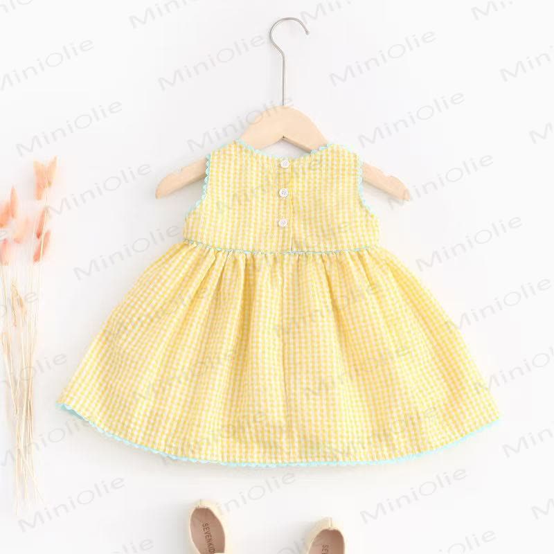 Toddler Girl Pink or Yellow Gingham Cotton Aline Dress - image 2
