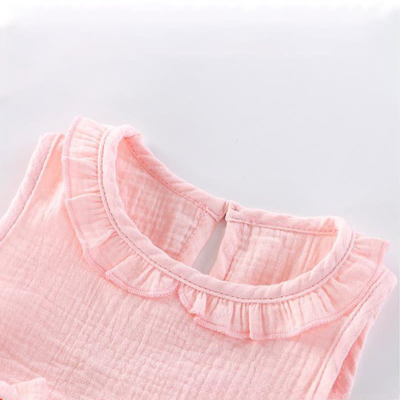 Toddler Girl Cotton Ruffle Solid Color Tank Top and Shorts Set  - image 5
