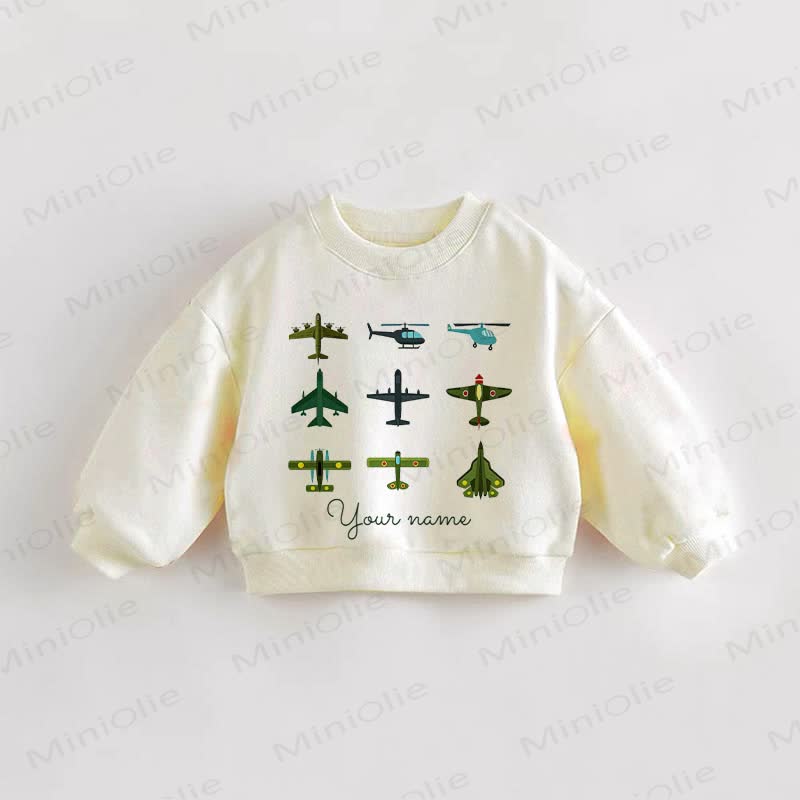 Personalize Plane Aircraft Baby Toddler Name Custom Sweatshirt - image 1