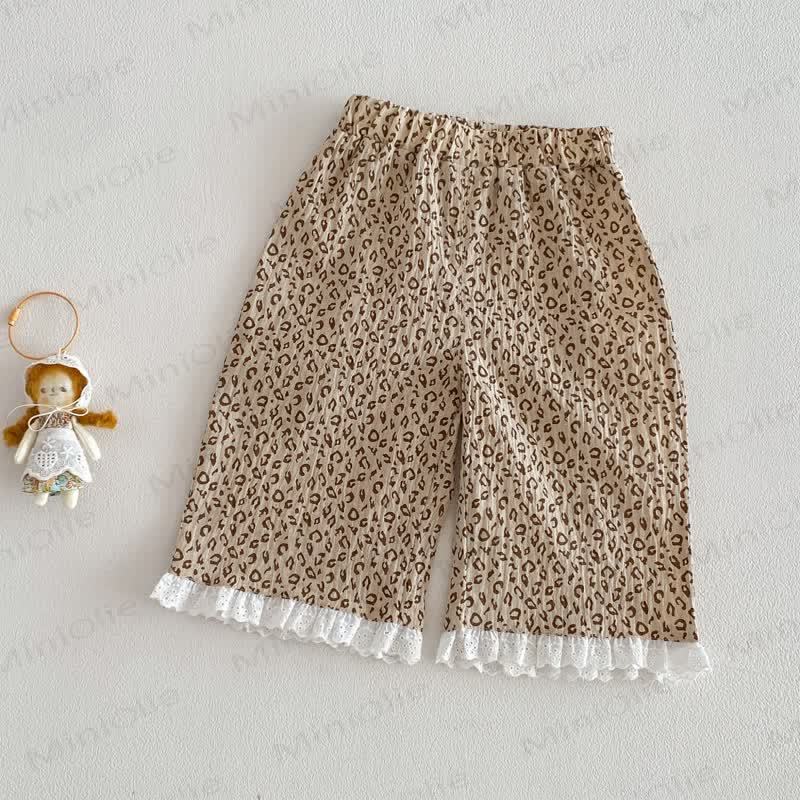 Baby Toddler Girls Cotton Lace Tank Top or Leopard Print Pants - Beige - 4-5T - image 2