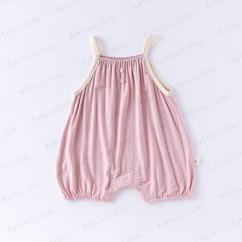 Baby Solid Color Strap Romper - Pink - 12-24M - image 5