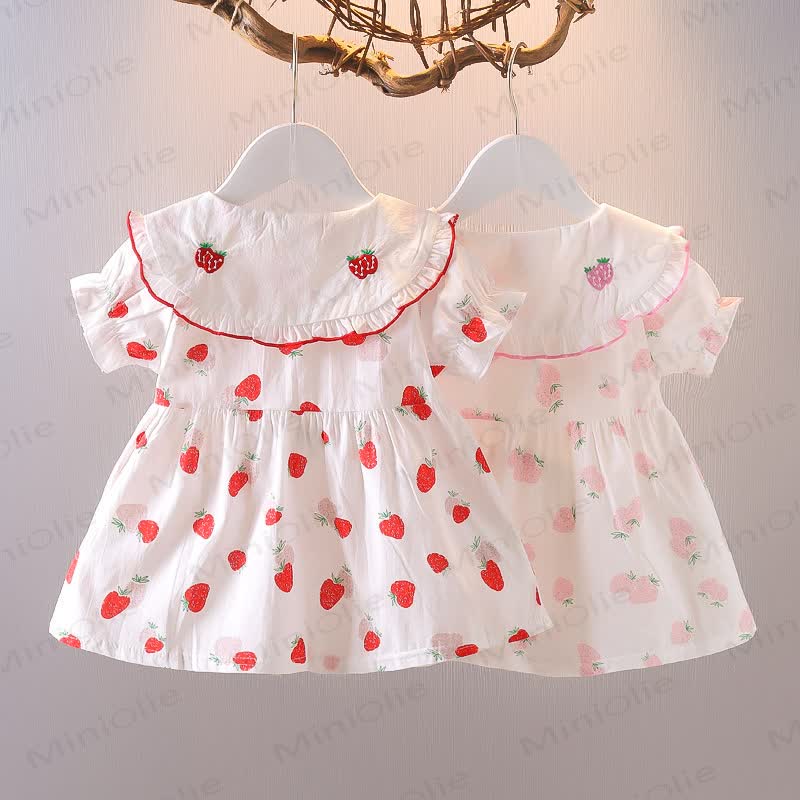 Baby Toddler Girls Cotton Summer Strawberry Print Dress - image 4